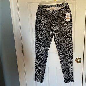 Michael Kors Black and White Animal Print Skinny Jeans new with tags size small